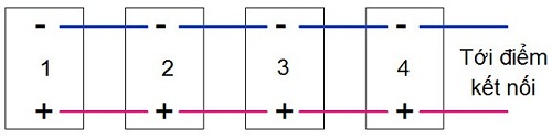 Cách nối ắc quy thành một hệ - Phương án 1